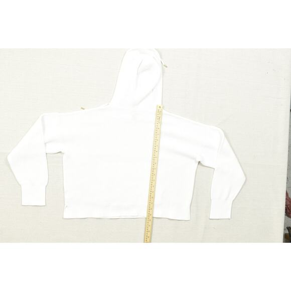 Michael Kors Women's White Waffle Knit Hoodie Sweatshirt Regular Size L - Picture 5 of 8